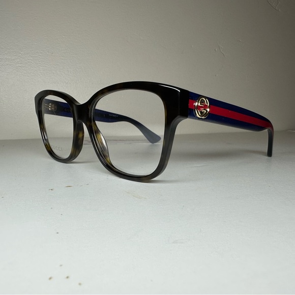 NWT WOMENS GUCCI GLASSES GG0038O TRANSPARENT HAVANA BLUE DEMO LENSES NO CASE - Picture 15 of 15